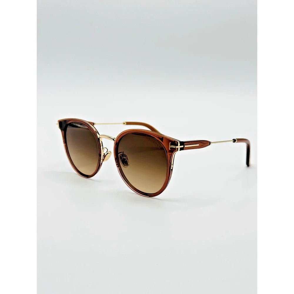 Tom Ford Sunglasses TF1244-K 45F Brown Round Brown Gradient Lens 54mm Asian Fit